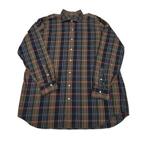 Polo Ralph Lauren Classic Fit Mens 2XLT Brown Blue Plaid Long Sleeve Button Down